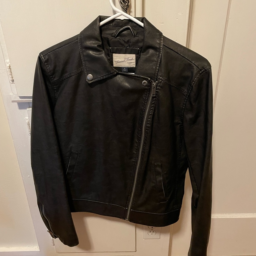 Faux leather moto jacket